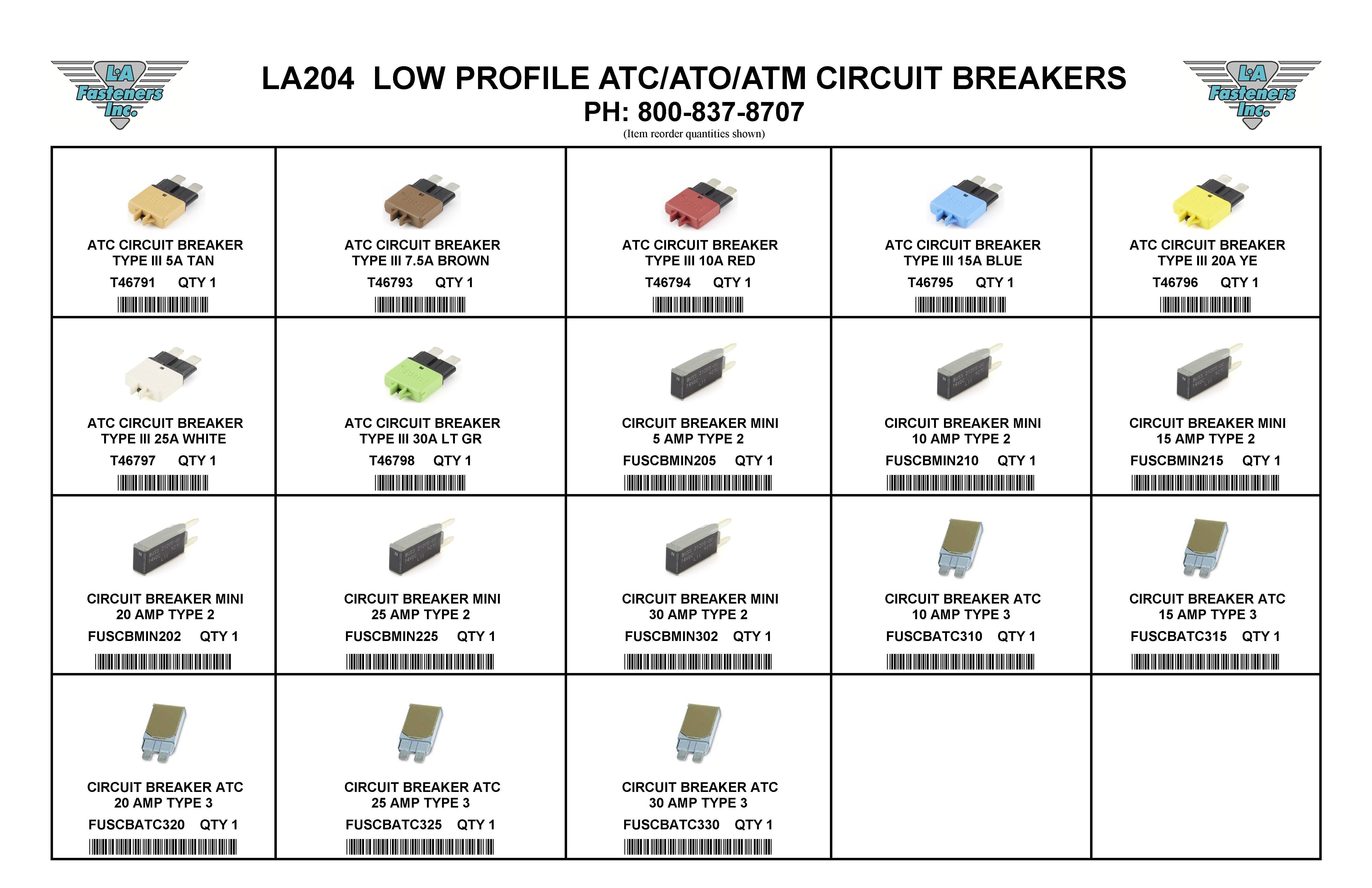 LOW PROFILE ATC/ATO/ATM CIRCUIT BREAKERS